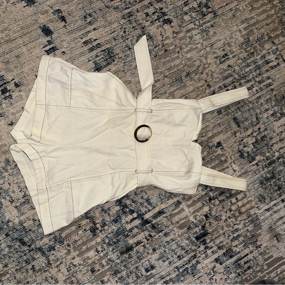 Stylish Cream Romper with Belt